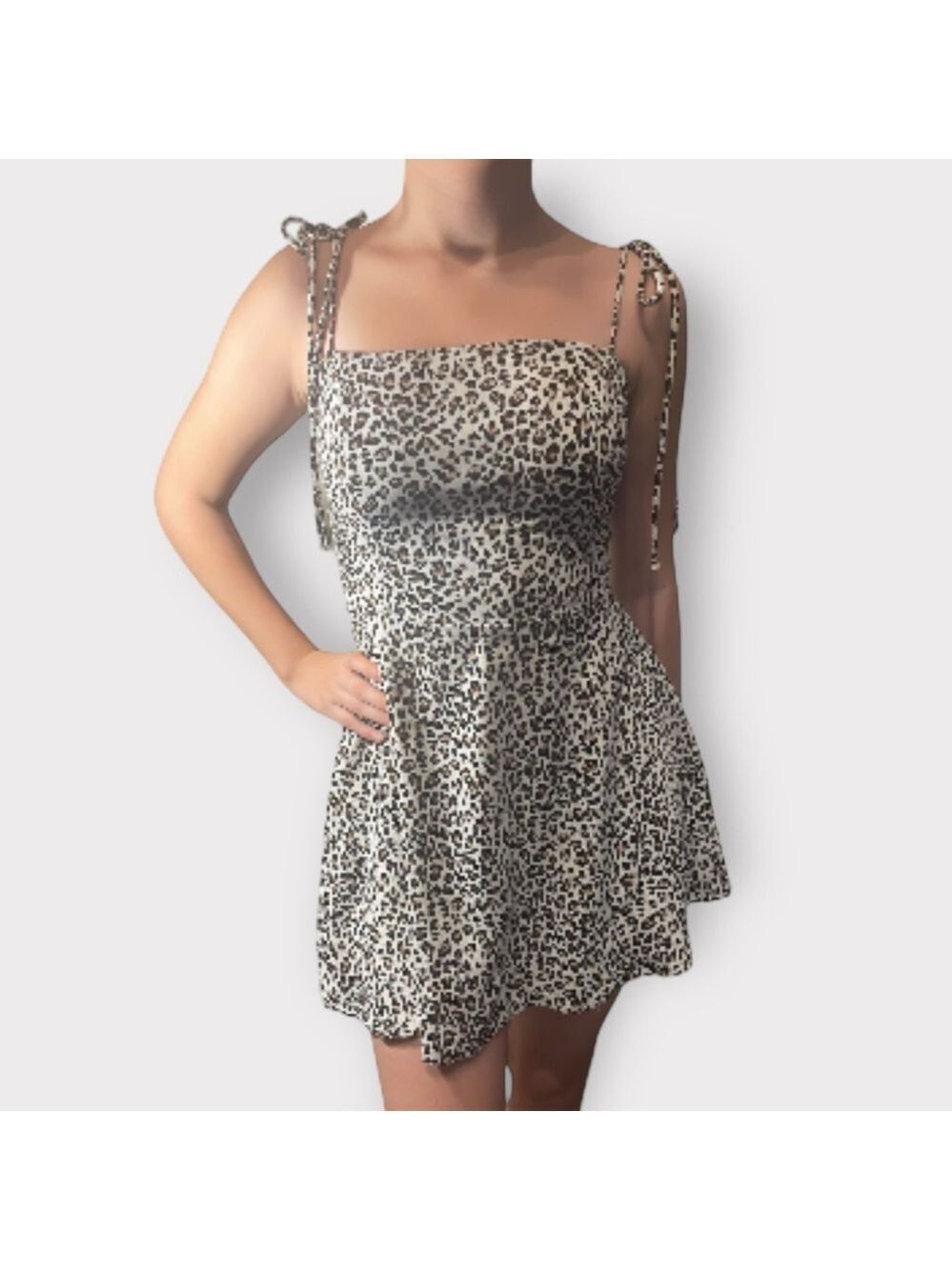 92 Socialite NEW Leopard Print Tie-Straps Mini Dress Womens Small Animal Auction